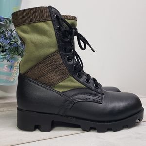 Rothco Army Green Black Leather Canvas Tactical Jump Combat Boots 4R